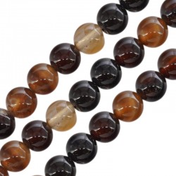 Agate Bead Round Dark Brown 8mm Ø~1.4mm (~48pcs)