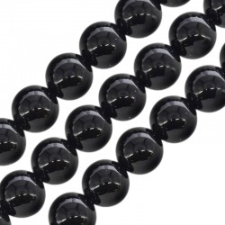 Agate Bead Round Black 10mm Ø~1.4mm (~38pcs)