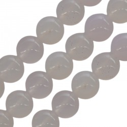Αχάτης Χάντρα Στρογγυλή Άσπρο 10mm Ø~1.4mm (~38τμχ)