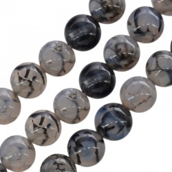Agate Bead Round Dark Grey 10mm Ø~1.4mm (~38pcs)