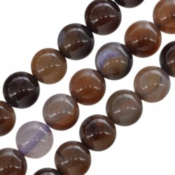 Agate Bead Round Light Coffee 10mm Ø~1.4mm (~38pcs)