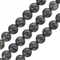 Νεφρίτης Χάντρα Στρογγυλή Γκρι 10mm Ø~0.8mm (~38τμχ)