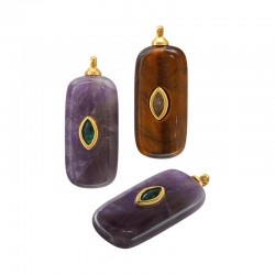 Amethyst Pendant Tag with Crystal 12x30mm/6mm