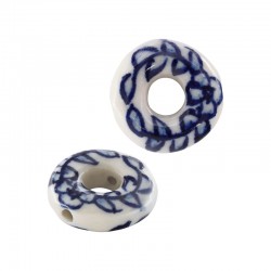 Ceramic Part Round Donut with Leaves 19x18mm Ø1.3mm