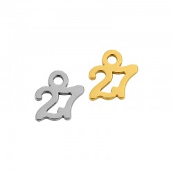 Stainless Steel 304 Lucky Charm "27" 7mm