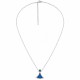 Necklace with Silver Triangle & Blue Enamel on Fine Chain