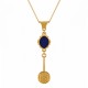 Necklace with Blue Enamel Motif & Gold Pendant on Chain