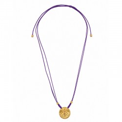 Necklace with Gold Metal Bee Pendant on Purple Cord