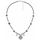 Necklace with Silver Moon Pendant, Star Charms & Black Beads