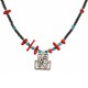 Necklace with Silver Lightning Pendant & Red Turquoise Chips