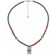 Necklace with Silver Eye, Black Beads & Red Tubes
