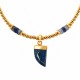 Necklace with Blue Lapis Triangle & Gold Round Beads