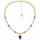 Necklace with Blue Lapis Triangle & Gold Round Beads