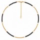 Necklace with Black Beads, Gold Tubes & White Cubes