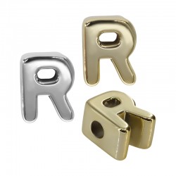 Acrylic Bead UV Plated Letter "R" 21mm Ø6mm
