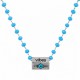 Necklace with Silver “vibes” Tag & Light Blue Enamel