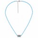 Necklace with Silver “vibes” Tag & Light Blue Enamel