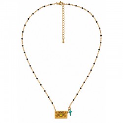 Necklace with Gold “carpe” Tag & Yellow Enamel