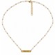 Necklace with Gold "blessed" Tag & White Pearls