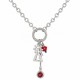 Silver Necklace with Virgin Mary Medallion & Red Flowers