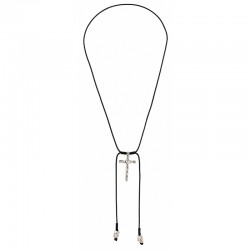 Necklace with Silver Cross & Tie Ends on Black Cord