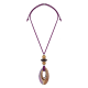 Necklace with Brown Ceramic Donut & Beads on Brown Cord