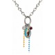 Necklace with Silver Jesus Icon, Enamel & Link Chain