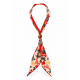 Collier avec Foulard à Motifs. Perle Marron et Œil Argenté