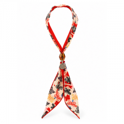 Collar Con Pañuelo Estampado, Cuenta Marrón Y Ojo Plateado