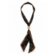 Necklace with Black Scarf, Beige Cube & Gold Accents