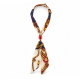 Collana con Sciarpa a Motivi Multicolori e Cubo Rosso