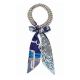 Collar con Lazo de Pañuelo Azul y Cadenas Plateadas