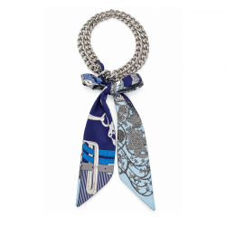 Necklace with Blue Scarf Bow & Silver Chains