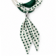 Collana con Sciarpa a Pois Verde, Perle e Perlina d'Argento