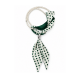 Collana con Sciarpa a Pois Verde, Perle e Perlina d'Argento
