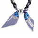 Collar Con Pañuelo Azul, Cadena Negra Y Cuenta Plateada