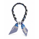 Necklace with Blue Scarf, Black Chain & Silver Bead
