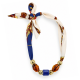 Collana con Sciarpa, Cubo Blu e Perline Sfaccettate Marroni
