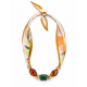 Collier avec Foulard. Cube Vert et Perles Facettées Marron