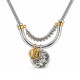 Collana con Tubicini in Argento, Catena a Foglia e Monete Bicolori