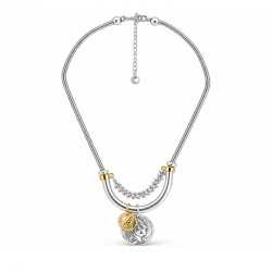 Collana con Tubicini in Argento, Catena a Foglia e Monete Bicolori