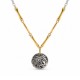 Necklace with Gold Bars & Silver Embossed Coin Pendant