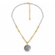 Necklace with Gold Bars & Silver Embossed Coin Pendant