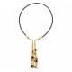 Collar con Hematita, Borlas de Cadena Doradas y Monedas Bicolores
