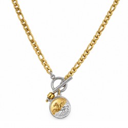 Collier avec fermoir en T et pièce Pégase sur chaîne dorée