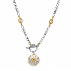 Collana con Chiusura a T, Stella Dorata e Catena di Cristallo