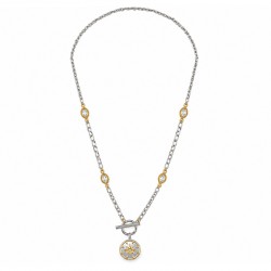 Collar con Cierre en T, Estrella Dorada y Cadena de Cristal