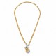 Collier avec fermoir en T et médaille Soleil-Lune sur chaîne en or
