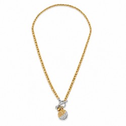 Collar Con Cierre En T Y Moneda Del Sol Y La Luna En Cadena De Oro
