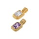 Stainless Steel 304 Charm Rectangular with Crystal 9x17mm